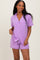 Lavender Short Sleeve Button Down Shirt Shorts Set