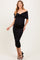 Black Knotted Off Shoulder Ruched Maternity Midi Dress