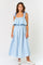 Light Blue Shoulder Tie Flounce Midi Dress