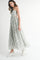 Light Sage Floral Scallop Edge Back Cutout Maxi Dress