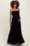 Black Smocked Halter Tiered Maternity Maxi Dress