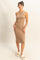 Taupe Ribbed Sleeveless Midi Dress