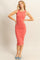 Coral Ribbed Sleeveless Midi Dress