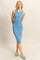 Light Blue Ribbed Sleeveless Midi Dress