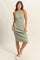 Sage Round Neck Bodycon Ribbed Knit Midi Dress
