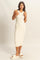Ivory Round Neck Bodycon Ribbed Knit Midi Dress