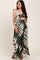 Olive Leaf Print Cutout Tie Back Maternity Maxi Dress