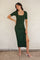 Forest Green Ribbed Short Sleeve Side Slit Midi Dress