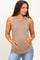 Light Taupe Ribbed Basic Crew Neck Maternity Tank