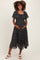 Black Floral Square Neck Front Tie Maternity Midi Dress