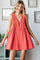 Coral Deep V-Neck Pleated Front Tie Sleeveless Romper