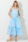 Light Blue Wide Stripe Shoulder Tie Midi Dress