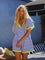 Blue Waffle Knit V-Neck Short Sleeve Romper