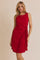 Red Boat Neck Sleeveless Side Tie Mini Dress