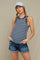 Navy/White Striped Sleeveless Maternity Tank Top