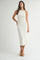 Ivory Textured Sleeveless Fitted Midi Dress