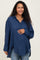 Navy Lightweight Sheer Button Down Maternity Blouse