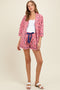 Red Bow Print Gingham Pajama Short Maternity Set