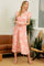 Peach Floral Crochet Trim Midi Dress