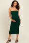 Hunter Green Fitted Tube Knit Maternity Midi Dress