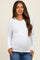 Off White Ribbed Knit Button Long Sleeve Maternity Top