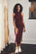 Wine Simple Mock Neck Midi Slip Dress