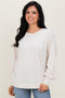 Cream Oversized Cotton Slub Long Sleeve Top