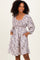 Cream Floral Sweetheart Neck Smocked Dress