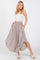 Light Grey Smocked Waist Rounded Hem Midi Skirt