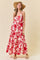 Red Floral Cutout Tie Back Maxi Dress