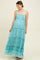 Aqua Border Print Sleeveless Maternity Maxi Dress