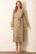 Cream Floral Chiffon Long Sleeve Pleated Midi Dress