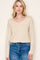 Cream Striped Knit Long Sleeve Top