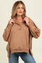 Mocha Snap Button Pullover Henley Maternity Sweatshirt