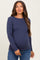 Navy Ribbed Knit Maternity Long Sleeve Top