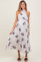 Light Pink Printed Pleated Maternity Halter Dress