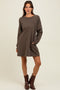 Brown Oversized Long Sleeve T-Shirt Dress