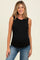 Black Textured Rib Ruffle Detail Maternity Tank Top