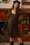 Brown Ribbed Knit Maternity Mini Sweater Dress