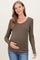 Olive Fine Rib Scoop Neck Maternity Long Sleeve Top