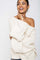 Cream Balloon Sleeve Boat Neck Knit Sweater