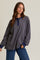 Navy Striped Oversized Button Up Pullover Top