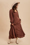 Brown Lace Detail Button Down Maxi Dress