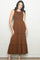 Brown Animal Print Sleeveless Smocked Tiered Maxi Dress