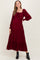 Burgundy Square Neck Long Sleeve Maternity Maxi Dress