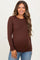 Brown Basic Long Sleeve Maternity Top