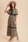 Black Rose Floral Lace Inset Button Up Maxi Dress