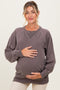 Mocha Vintage Wash French Terry Maternity Pullover