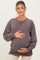 Mocha Vintage Wash French Terry Maternity Pullover