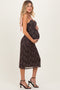 Brown Animal Print Mesh Shoulder Tie Maternity Dress